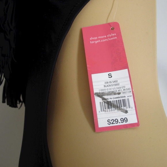 Xhilaration Swimsuit Monokini Black Fringed Size S NWT - Picture 5 of 6